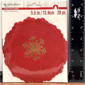 Recollections Christmas 5.5" Red Doilies 20 Pc Pack With Gold Snowflake 43788686